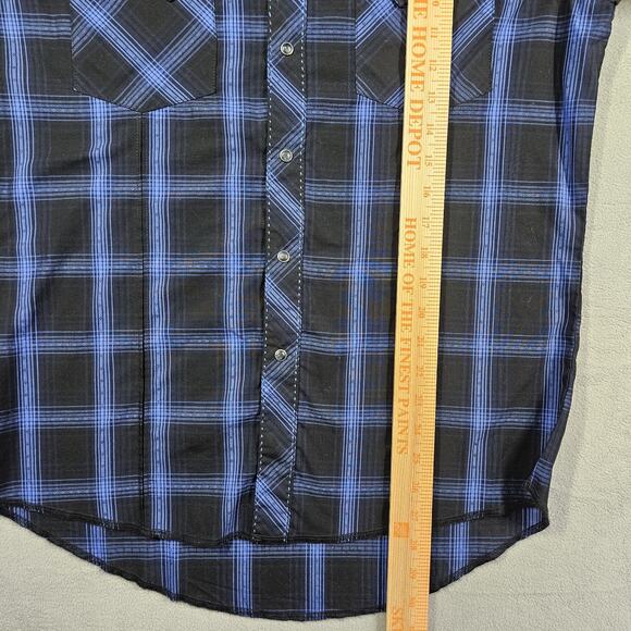 Wrangler Pearl Snap Shirt Mens Medium Button Down Black Plaid Cowboy Western - Picture 10 of 11